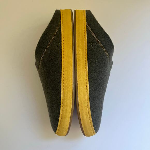 Olukai Hamani Hulu Wool Mules Men's 10 in Olive/Mustard Sheepskin Shearling NEW - Picture 6 of 13